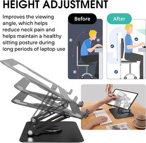 Soporte Plegable Giratorio de 360° para Portátil, Ajustable en Altura, Base de Acero Giratoria y Estable para Portátil - Product Image 2
