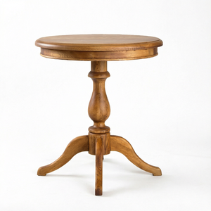 Table basse ronde en bois massif traditionnelle avec base trépied, faite à la main, durable, design antique du milieu du siècle, meubles de salon - Product Image 1