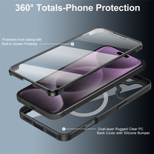 2 em 1 Design Protetor de Tela Tampa Frontal 360 ° Proteção Total Transparente Anti Fall Magnético Mobile Phone Cases para <span class=keywords><strong>Iphone</strong></span> 16 - Product Image 3