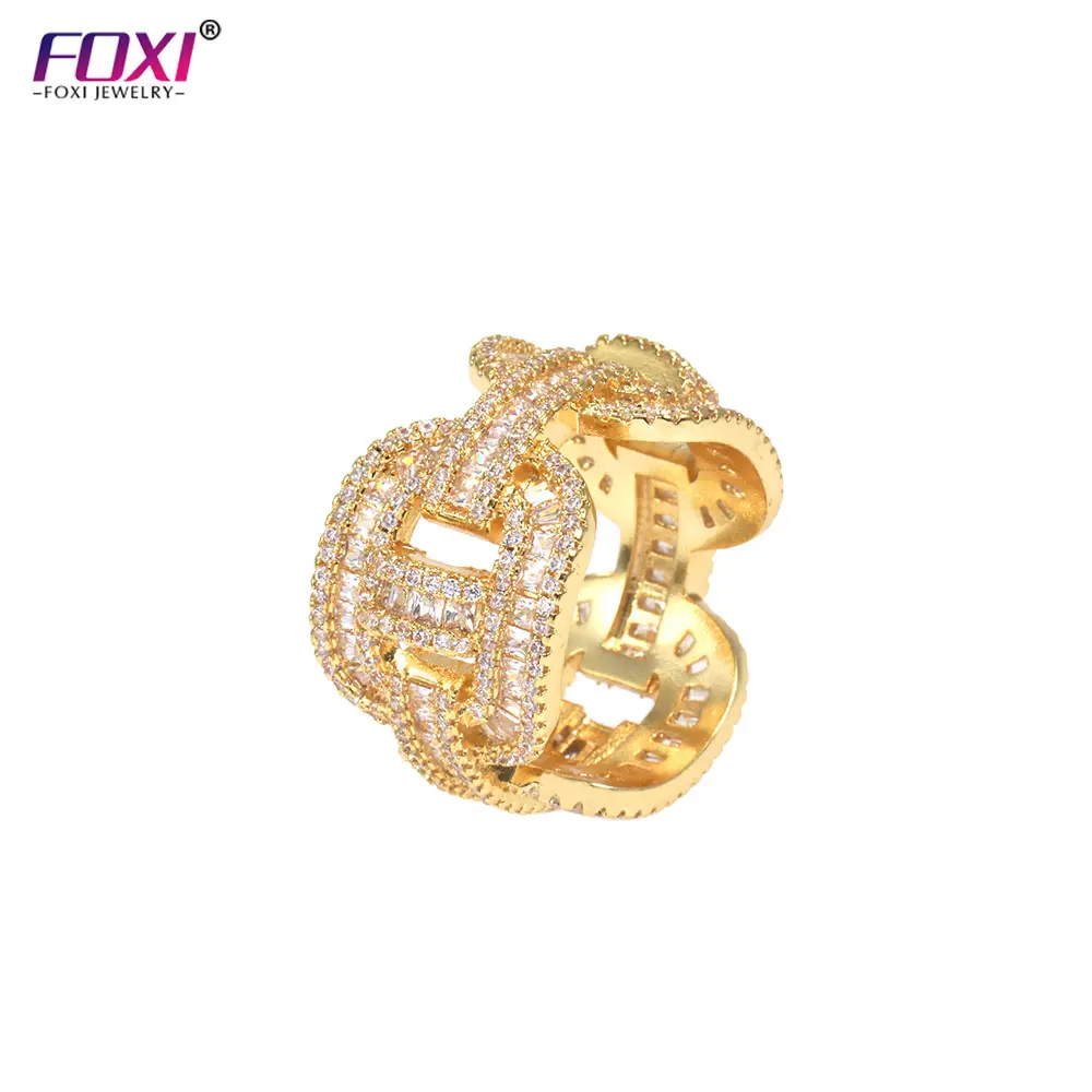 Wholesale hip hop cuban link men ring 18k gold plated fashion jewelry rings