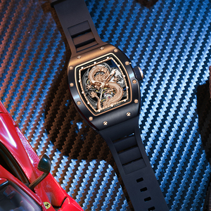 Montre mécanique automatique de luxe pour le dropshipping, étanche, lumineuse, cadran dragon, personnalisable, style business décontracté, en fibre de carbone - Product Image 5