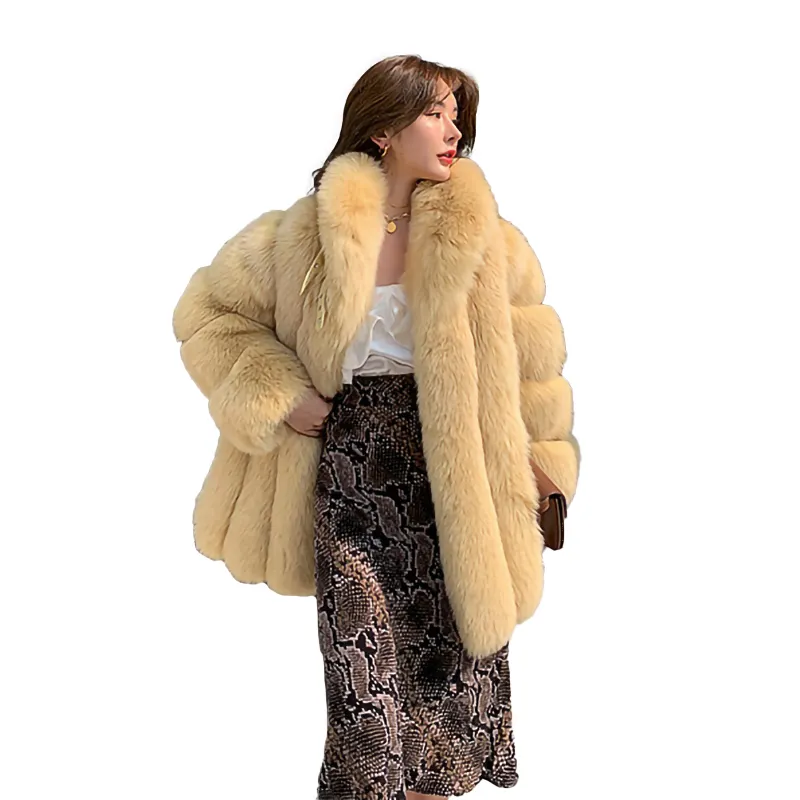 Chaqueta de piel de zorro Real para mujer, abrigo cálido de invierno de lujo, venta al por mayor