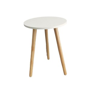 Mini table basse en bois, plateau rond 40x55 cm, table de chevet moderne et minimaliste pour chambre à coucher ou chambre de fille - Product Image 2