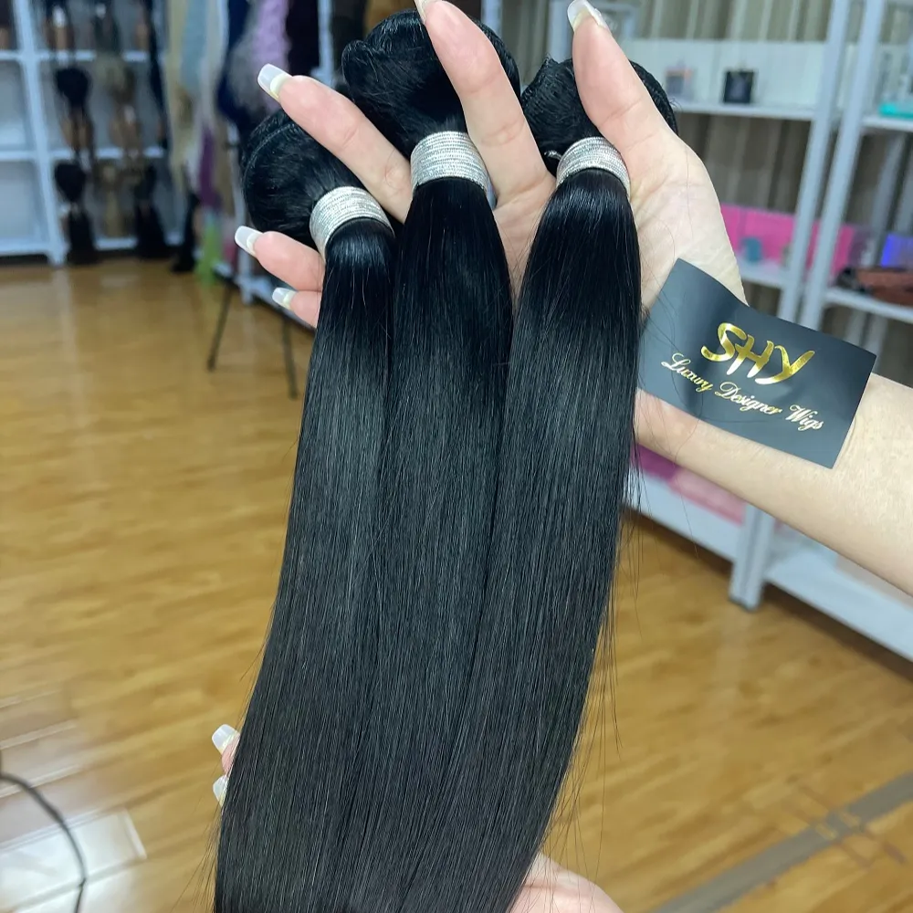 कच्चे Vigin बाल बंडलों, भारतीय बाल प्राकृतिक काले रंग बंडलों, काली औरत के लिए रेशमी सीधे Wefts शिपिंग 24 घंटे में स्टॉक