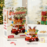 Jouet éducatif en plastique, mini-ornement de train de Noël en blocs de construction avec figurines, jouet d'assemblage, cadeau pour enfants