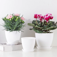 Pot de fleurs rond en plastique durable avec plateau pour la plantation de plantes succulentes, pots et jardinières pour la maison et le jardin
