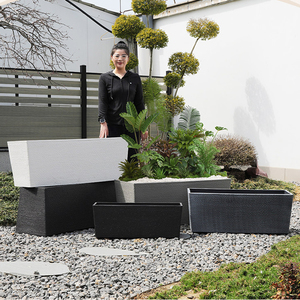 Fioriera Rettangolare <span class=keywords><strong>in</strong></span> Cemento con Divisori per Piante, Vaso per Fiori, Aiuola per Piante Verdi da Esterno, Giardino e Cortile - Product Image 2