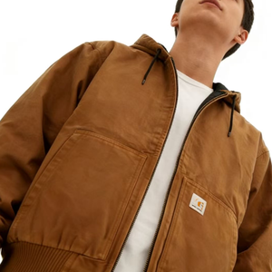Vêtement de travail automobile Carhsaartt, manteau à capuche matelassé pour homme, vêtement de travail actif, col montant, fermeture éclair, hiver, <span class=keywords><strong>produit</strong></span> fini avec LOGO - Product Image 1