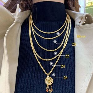 Xinfly 2.7mm Jewelry Pure 18K Yellow Solid Gold Necklaces Braid <b>Rope</b> <b>Chains</b> for Men - Product Image 3