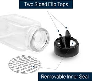 Bocaux carrés en plastique PET de 500 ml pour épices en poudre et conteneur/bouteille de stockage de sel avec bouchon à rabat en plastique noir - Product Image 3