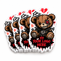 Autocollant Adhésif Vinyle Découpé Personnalisé avec Logo Ours Graffiti, Couronne et Chaîne Brodés pour Skateboard et Casque