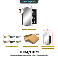 Gabinete de Baño con Espejo LED Empotrado e Iluminado, Antivaho, Montado en la Pared, de Acero Inoxidable, con 3 Estantes Ajustables