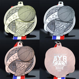 Médailles de basket-ball en métal personnalisables nobles or argent bronze tournoi sportif marquage laser sur le dos récompenses - Product Image 1