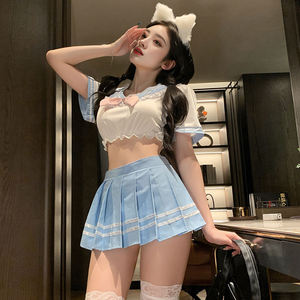 Disfraz de <span class=keywords><strong>Colegiala</strong></span> Traviesa para Mujer, Lencería Sexy de Dos Piezas <span class=keywords><strong>con</strong></span> Diseño de Falda Plisada - Product Image 4