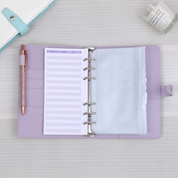 12PCS Enveloppes à reliure spirale en cuir PU A6 personnalisées Feuilles budgétaires Catégorie Autocollants A5 Bureau d'affaires 6 anneaux couverture rigide 6 anneaux