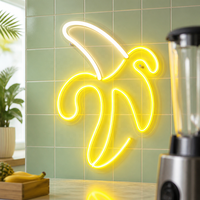 Enseigne néon personnalisée LED Jaune Vif Banane, Lumière LED Fruit pour Bar à Jus, Café, Cuisine, Restaurant, Bar à Smoothies, Enseigne Commerciale
