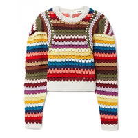 Benutzer definierte OEM & ODM Häkel pullover Frauen Aushöhlen Hand gehäkelte Strickwaren Langarm Pullover Frauen Pullover