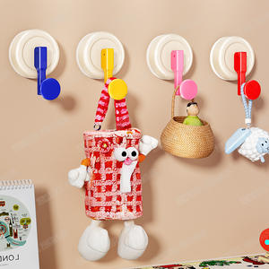 Crochet à ventouse rond robuste à fixer au mur pour salle de bain, entrée, chambre à coucher, rangement, avec poignée et capuchon rouges - Product Image 4