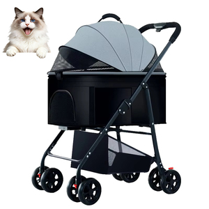 Poussette pour animaux de compagnie approuvée par les compagnies aériennes, confortable, légère, à 4 roues, pliable, réglable, imperméable, avec panier séparé pour chats et chiens - Product Image 1