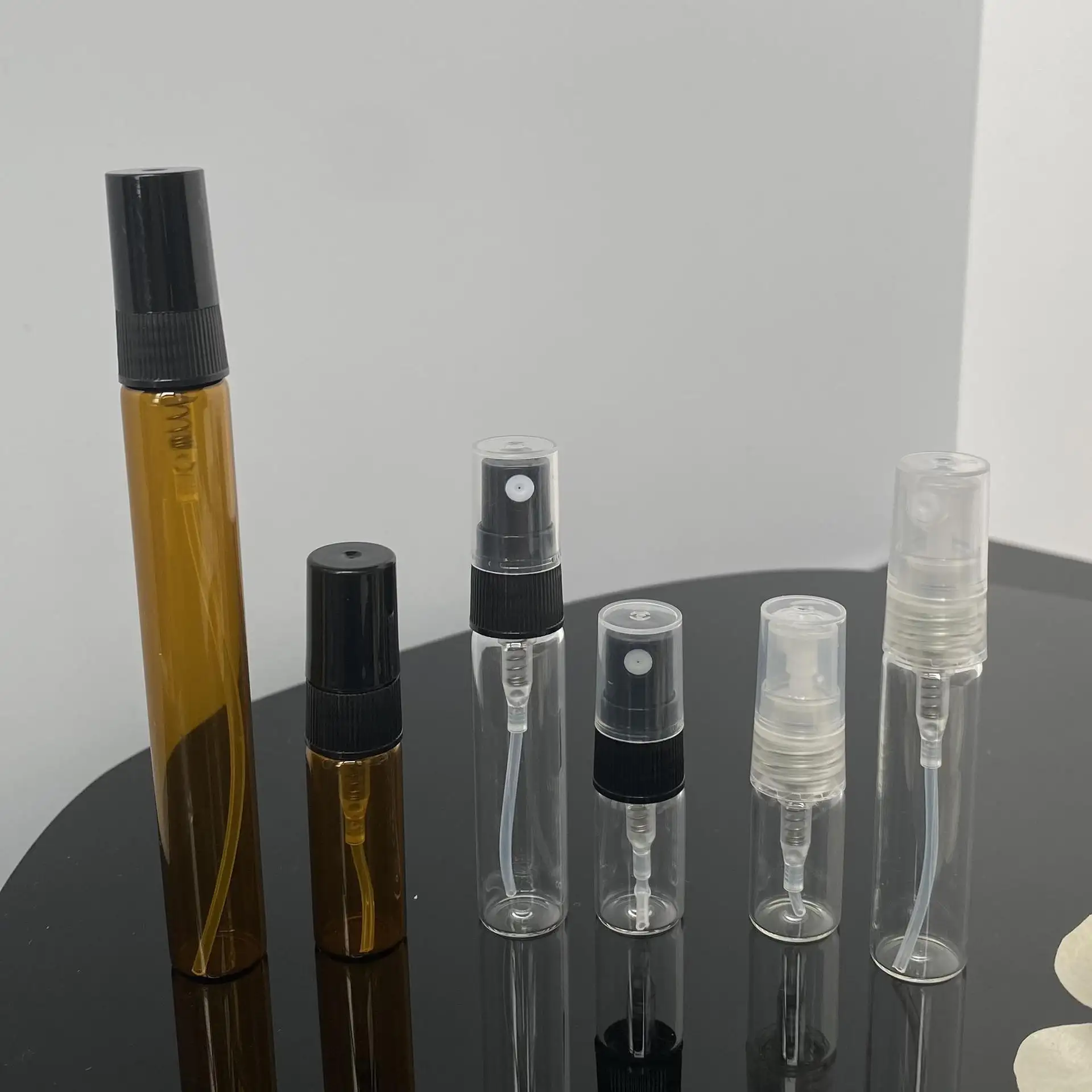 2ML 3ML 5ML 10ML Braun glas Parfüm flasche Leere Kosmetik Sprüh flasche Probe Reagenzglas Dünne Glas fläschchen