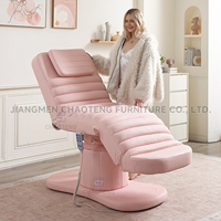Table de massage électrique portable pliable en similicuir rose, moderne, à 3 moteurs, pour salon commercial