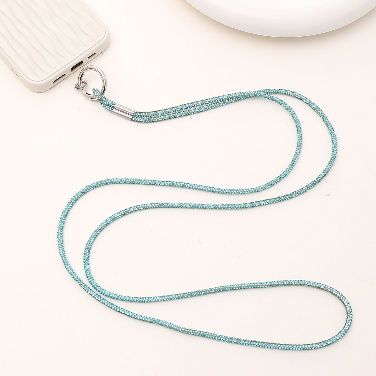 Diamond Phone Lanyard Wrist Strap – Sparkly Keychain Pendant, With PVC Card Holder, Anti-Loss