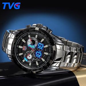 Relógio Digital Personalizado para Meninos TVG 579 Barato com Pulseira de Aço Exclusiva Duplo Display Calendário Cronômetro Relógio de Pulso Empresarial - Product Image 3