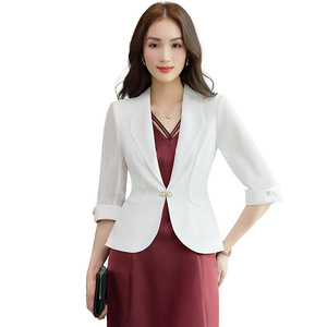 Women's Two Piece Suit Set Solid Color Satin Blazer And Dress Elegant Workwear For Office Wear - Product Image 5
