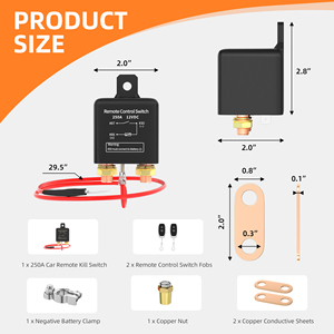 24V 250A密封された電磁バッテリー切断リレー自動車電気スターターワイヤレスコントローラ付き - Product Image 3