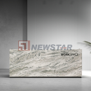 Mostrador de Recepción Personalizado de Mármol Natural de Lujo, Color Emperador Oscuro, para Salón de Belleza u Hotel - Product Image 3