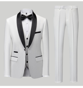 Trajes de boda blancos y rojos para hombre, trajes de novio con solapa, esmoquin para novio, chaqueta, <span class=keywords><strong>chaleco</strong></span> y pantalón para fiesta de negocios, <span class=keywords><strong>traje</strong></span> de 3 piezas - Product Image 3