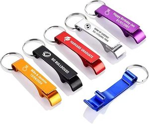 100PCS Personalized Bottle Opener Keychains, Bulk Custom Logo Engraved Text Logo Keychain Can Opener - Product Image 2