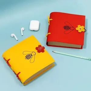 Carnet de notes A5 personnalisé fait main en cuir PU gaufré abeille, couverture rigide, reliure spirale à fils, carnet de croquis à feuilles mobiles - Product Image 2