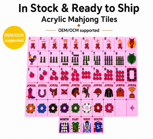 Tuiles de Mahjong Américaines de Luxe Année du Cheval en Acrylique Rose Portable pour Divertissement Personnalisé avec des Tuiles de Mahjong - Product Image 1