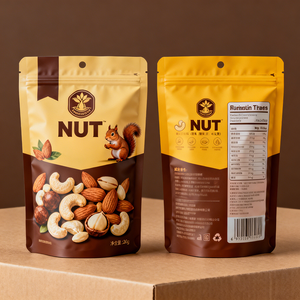 Sachets refermables personnalisés avec logo imprimé pour fruits secs, sachets en Mylar mat avec fermeture éclair pour mélange de noix, amandes, noix de cajou, en-cas - Product Image 1