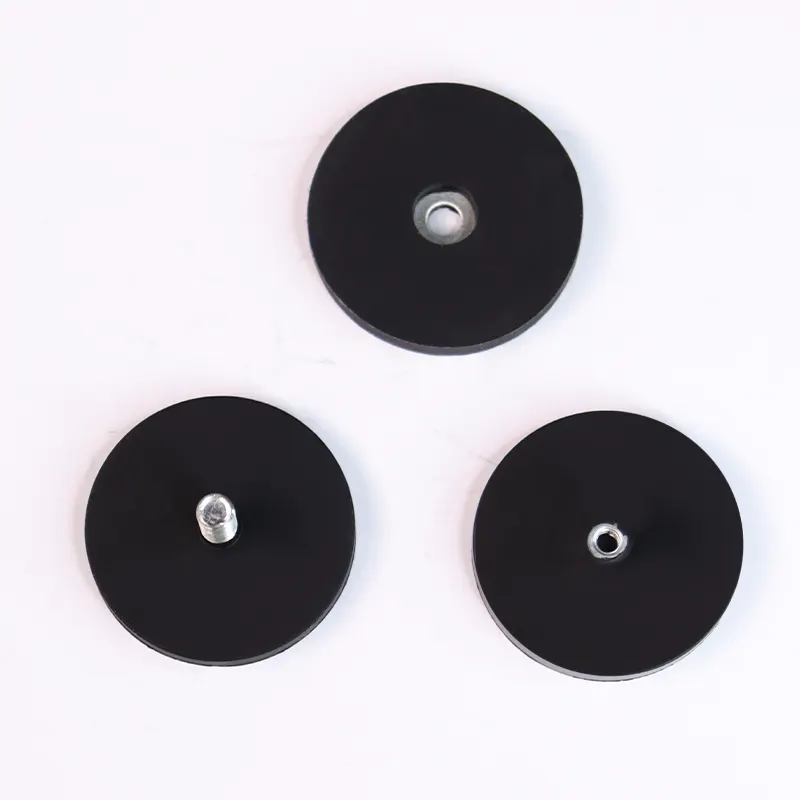 D22 D30 Easy-Fit Black Neodymium Magnet Rubber Pot Magnet Magnetic Base For Sale