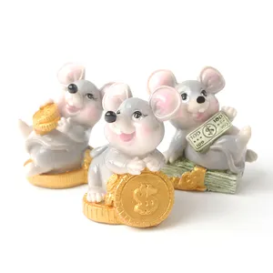 Small Animal Statue Cartoon Mouse Figurine Baby Rat Polyresin