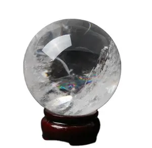 Grosir kristal putih alami ornamen bola asli batu pemoles kerajinan dekorasi rumah kuarsa asli penyembuhan suara