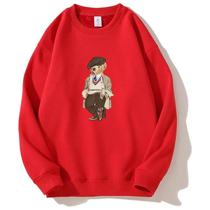 <span class=keywords><strong>Felpa</strong></span> Unisex Rosa <span class=keywords><strong>con</strong></span> Collo Tondo e Motivo Orso Termotrasferito, Foderata in Pile, Vestibilità Ampia <span class=keywords><strong>con</strong></span> Spalle Cadenti - Product Image 4