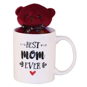 热卖可爱设计母亲节礼品杯最佳马克杯带玩具节日咖啡杯定制标志陶瓷杯