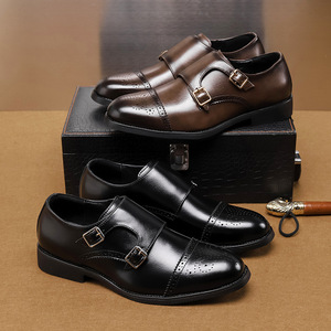 Mens Dress Shoes Italian Offices New Products <b>Buckle</b> <b>Strap</b> Fashion Style Men's Business Brogue Shoes for Men - Product Image 4