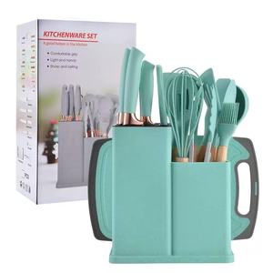 Juego de cuchillos de plástico con molde de silicona de 19 piezas de fábrica, cuchillas de acero inoxidable, mango de PP para cortar alimentos en la cocina - Product Image 2