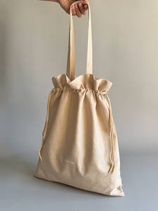 Sac fourre-tout en lin écologique 40*49cm, nouveau design personnalisé, sac à bandoulière pour femme, sac d'épicerie en lin avec cordon de serrage pour femme - Product Image 2