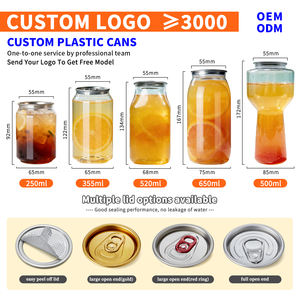 Latas de Plástico Transparentes de 250ml y 500ml, Botellas para Bebidas, con Tapa de Aluminio, Personalizables, Latas de PET - Product Image 2