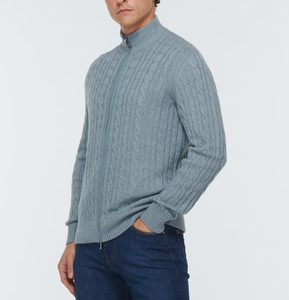 Cavo a due vie con cerniera Cardigan a collo alto in <span class=keywords><strong>cotone</strong></span> <span class=keywords><strong>maglia</strong></span> da <span class=keywords><strong>uomo</strong></span> maglione lavorato a <span class=keywords><strong>maglia</strong></span> da <span class=keywords><strong>uomo</strong></span> Cardigan maglione maglione da <span class=keywords><strong>uomo</strong></span> - Product Image 4