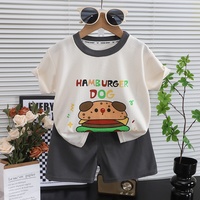 Nouvel ensemble gilet et short pour enfants été 2025 – Ensemble décontracté en polyester à manches courtes avec imprimé dessin animé, style coréen tendance pour bébés