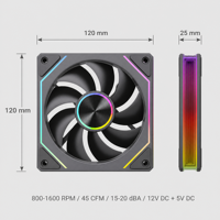Ventilateur de boîtier PC SNOWMAN OK120-ARGB-BK 120mm Noir ARGB 15-20dBA Silencieux PWM Effet Miroir Infini 5V 3 Broches Synchronisation Vente en Gros