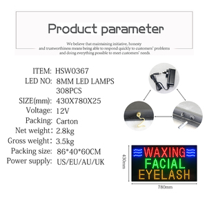 แผงขนตาปลอมแบบ LED ติดป้ายไฟ LED สำหรับ<span class=keywords><strong>ร้าน</strong></span>เสริมความงาม17*31นิ้ว - Product Image 5