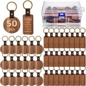 Porte-clés en noyer noir hêtre créatif nouveau porte-clés pendentif porte-clés en cuir en bois avec mots gravables - Product Image 2