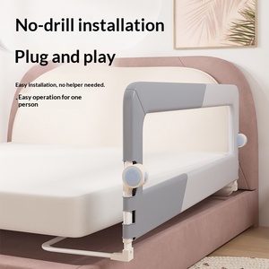 Barrière de sécurité pliable moderne pour bébé, réglable, anti-chute, avec maille respirante pour lit bébé/lit double/lit complet - Certifiée CE - Product Image 3